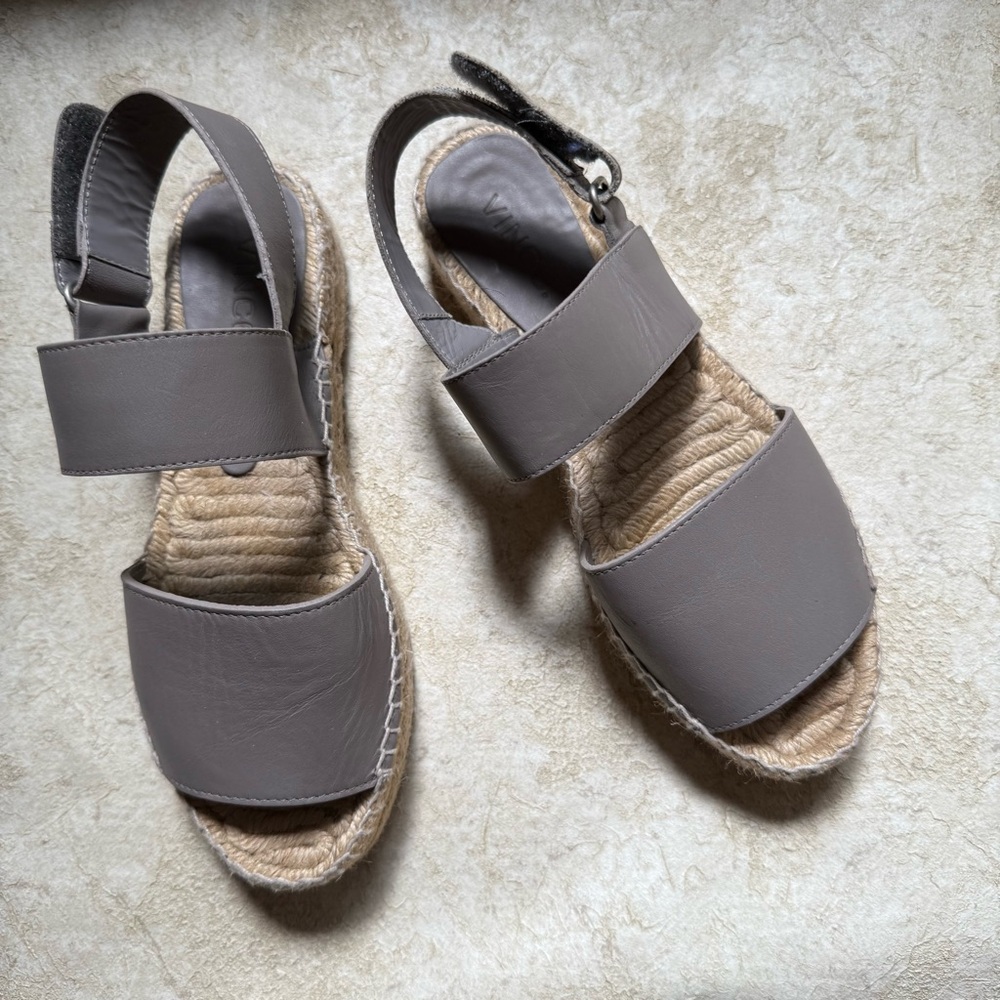 Vince Gray Espadrille Platform Sandals